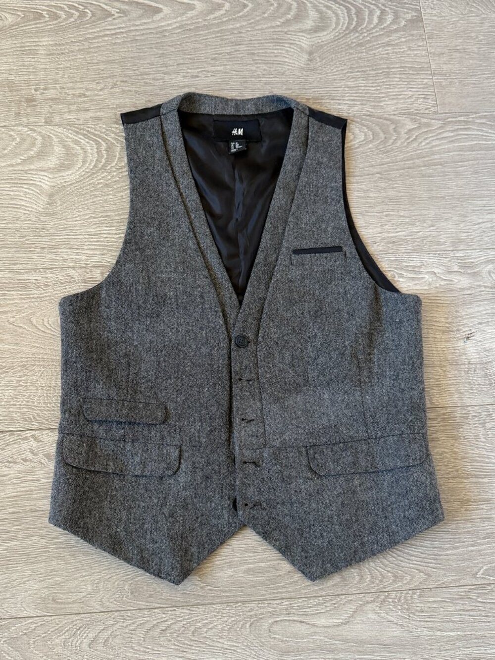 H&M Gray Tweed Suit Vest Waistcoat Men’s US 34R